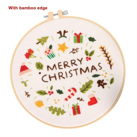 

Freestyle Nok Crossed Stitch Christmas Decoration Embroidery DIY Craft Gift Artwork Type 1 Bamboo Frame