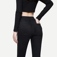 thumbnail image 3 of Pantalones vaqueros de cintura alta con bolsillos para mujer, Vaqueros ajustados de color negro con cremallera, ropa de calle informal recta, moda coreana, Otoño, nuevo, 3 of 5