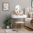 thumbnail image 2 of Giantex Vanity Table Set, Makeup Dressing Table w/3-Color Touch Screen Dimming Mirror, Additional Storage Organizer, Brown, 2 of 8