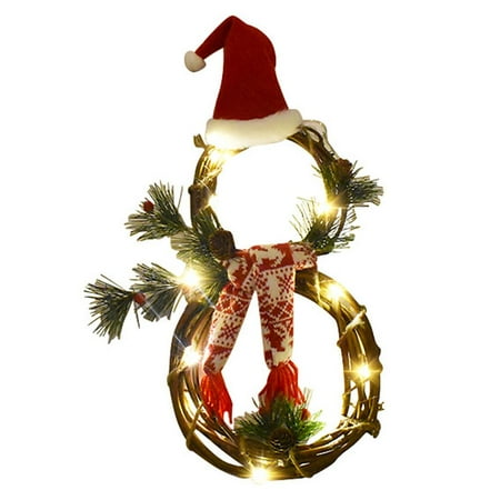

1111Fourone Christmas Decoration Charm LED Garland Rattan Circle Party Festival Decor Hanging Wreath Ornament Pendant with Led Light