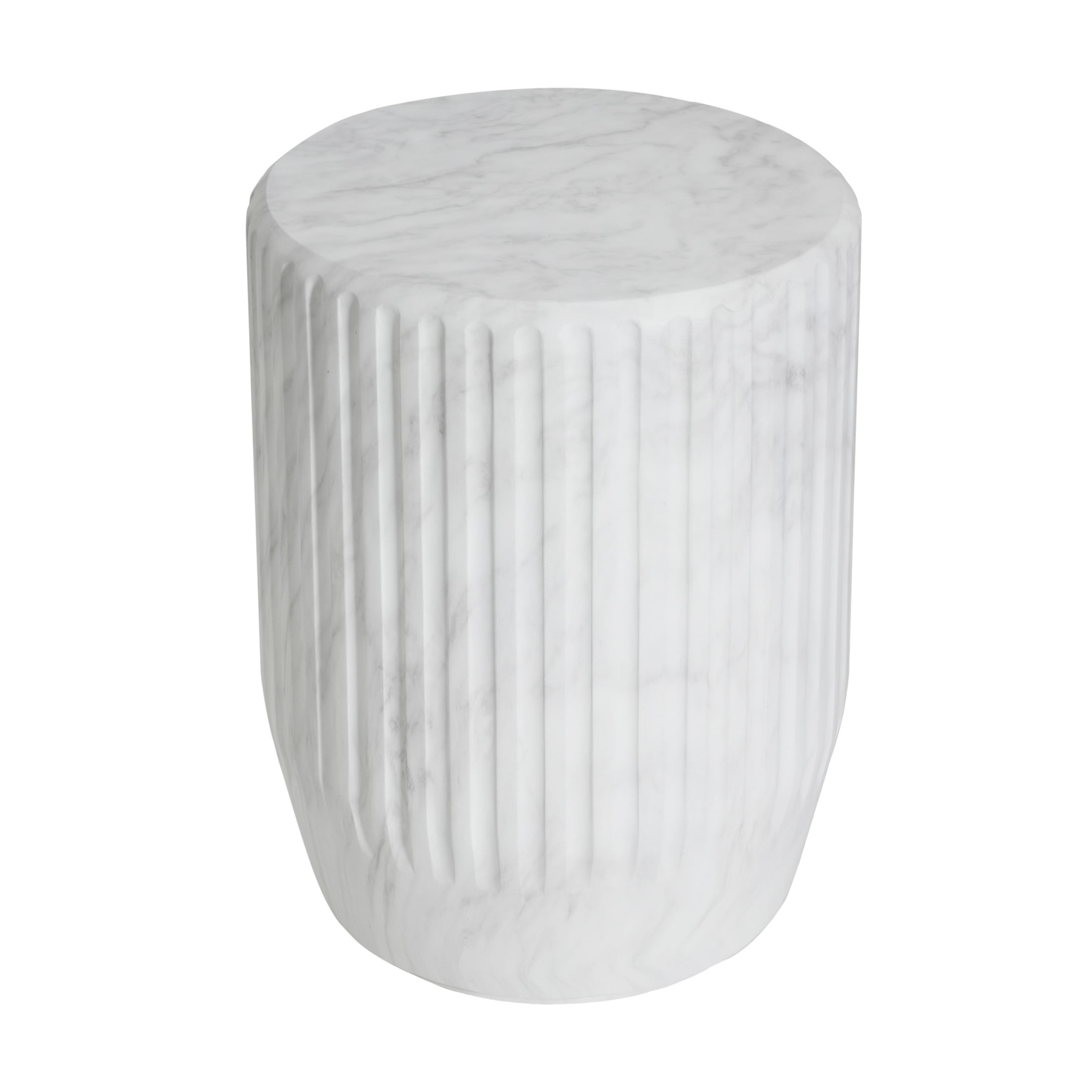 Christopher Knight Home Ribbed Side Table, Lightweight Concrete Round End Table for Indoor & Outdoor Use, White