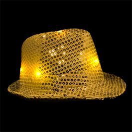 LED Flashing Fedora Hat with Gold Sequins by, Blinkee Fun! By blinkee