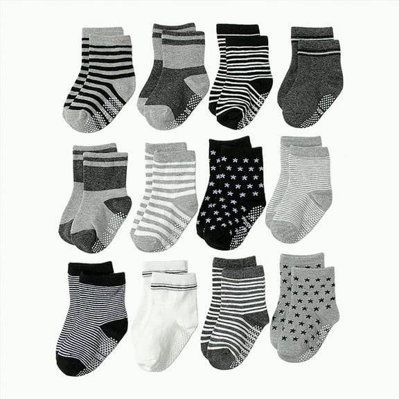Gvdentm Boys Low Cut Socks Baby & Toddler Socks with Grippers Non Slip Ankle Grip Socks for Boys and Girls - Comfy Soft Cotton - 5 Pack 0-7 Years|E 3-5 Years