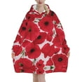 thumbnail image 1 of Poppy Red,Women's Oversized Wearable Blanket Hoodie, Blanket Sweatshirt,Flannel Pullover Blanket, 1 of 9