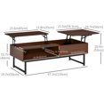thumbnail image 3 of HOMCOM Table Basse Moderne avec Compartiment de Rangement Caché et Cadre en Métal, Table Centrale pour Salon, Marron, 3 of 10