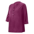thumbnail image 5 of DuoJiaJ Stylish Women Shirts For Everyday Wear V Neck Long Sleeve Top Solid Color Casual Shirt For Spring And Summer Versatile For Jeans And Casual Pants Women's Linen Shirts Red L, 5 of 5