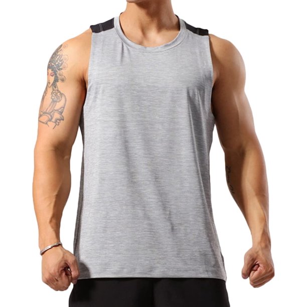 T49T51 - Camiseta sin Mangas para Hombre, de Secado rápido, T51_Gris, Large Xishao ropa