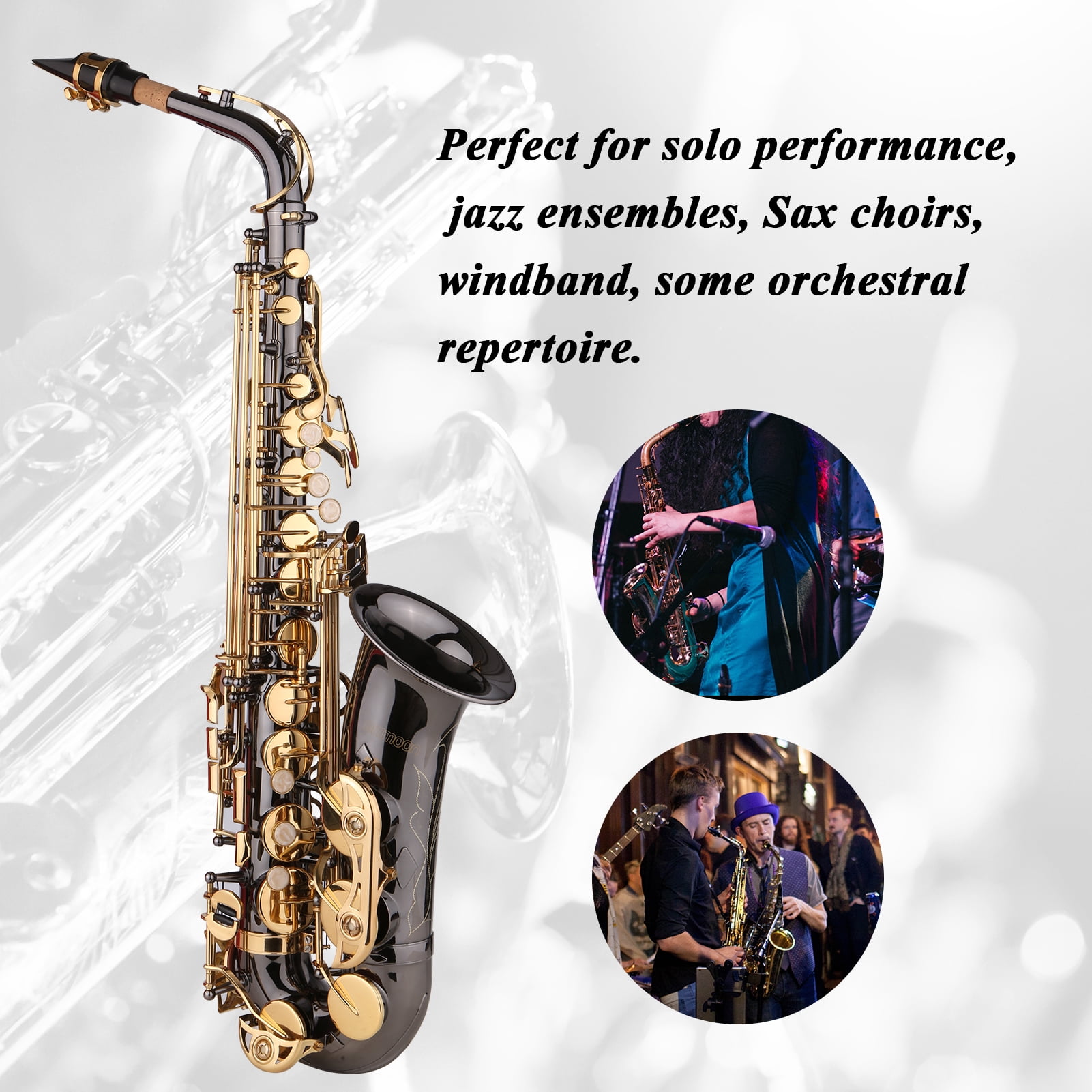 ammoon Saxophone Sax Eb Be Alto E Flat Brass Carved Pattern Set 