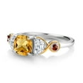 thumbnail image 3 of Gem Stone King 925 Silver and 10K Yellow Gold Cushion Citrine and Half Moon Moissanite 3-Stone Engagement Ring for Women (1.62 Cttw, Gemstone Birthstone, Size 7), 3 of 4