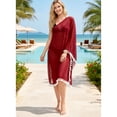 thumbnail image 4 of HAPPY BAY Women's Beachwear Swimsuit Coverups for Women Summer Swim Beach Dress Cover ups for Swimwear Women Loose Wear Bathing Suit Cover-up 1X-2X Maroon_AC685, 4 of 5