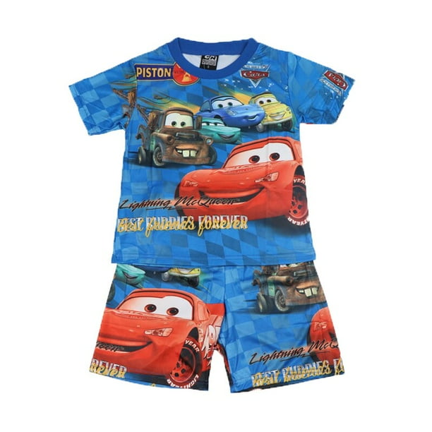Disney Car McQueen, nuevos conjuntos para niños, camiseta de manga corta de verano para bebés, pantalones cortos, pijamas, trajes, ropa de algodón para niños, Suit8T Gao Jinjia LED