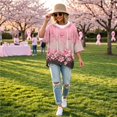 thumbnail image 4 of Women's Breast Cancer Awareness Hoodie in October We Wear Pink Shirts Drawstring Print 3/4 Sleeve Sweatshirts for Women, 4 of 7