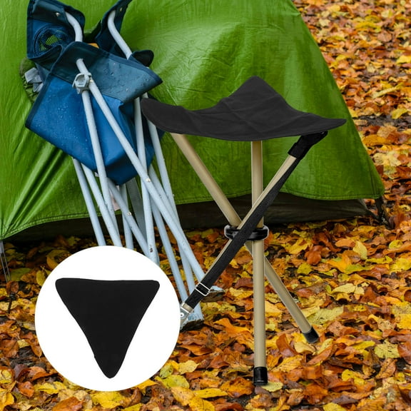 SWETRACE Wear Resistant Tripod Stool Cloth Black 1Pcs 14.2X13X0.2In Folding