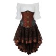 thumbnail image 3 of Ropa Steampunk Disfraz Steampunk para mujer Vestido con corsé debajo del busto Blusa renacentista de talla grande Disfraz de pirata medieval para Halloween, 3 of 5
