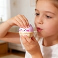 thumbnail image 5 of Ice Cream Bubble Fidget Toy, Winking Dessert Shaped Squeeze Fidget, for Desk Hand Play and Food Themed Gift Bags, Pink Scoop Styling with a Cone Cup Base and Clear Mouth Bubble, 5 of 7