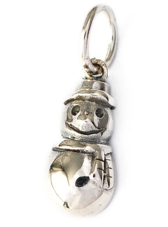 Snow Man Frozen 92.5 Sterling Silver Charm Necklace Pendant Jewelry With Cotton Cord