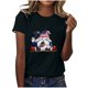 thumbnail image 1 of Blusas para las Mujeres Casual, Estampado Manga Corta Cuello Redondo Camiseta Top Hecho de Cómodo Estante de Imitación para Toda la Temporada de Uso Diario, Tops Cortos para las Mujeres, 1 of 4