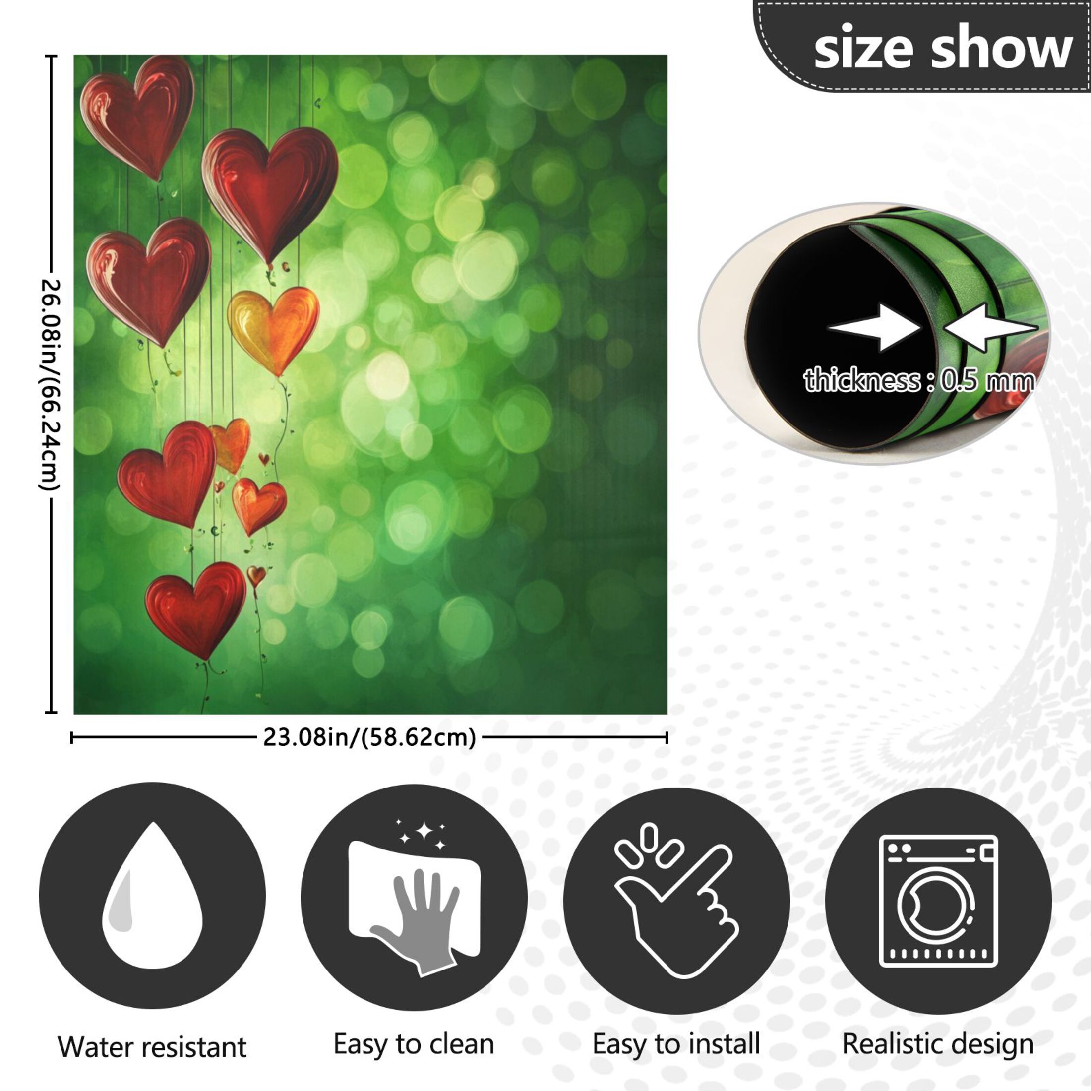 Dishwasher Magnetic Sticker 23x26 Inch Refrigerator Magnetic Sticker Washing Machine Magnetic Sticker Kitchen Panel Magnetic Sticker Home Decor Beautiful Green Love Pattern