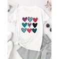 thumbnail image 2 of Women's Colorful Heart Print T-Shirt - Casual Round Neck Short Sleeve, Comfortable Polyester Blend Summer Top, Machine Washable, 2 of 6