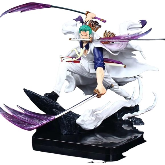New Zoro Figures, Cloak Zoro Action Figure Statue 26cm/10.2inch PVC Anime Cartoon Manga Game Character Model Collectible Decoration Craft Gift (White)