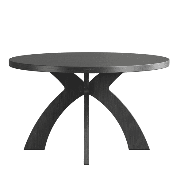 Round Coffee Table, 31.5 Inch Circular Center Table with Curved Cross Legs, Melamine Laminated MDF Accent Table for Living Room, Apartment, Black