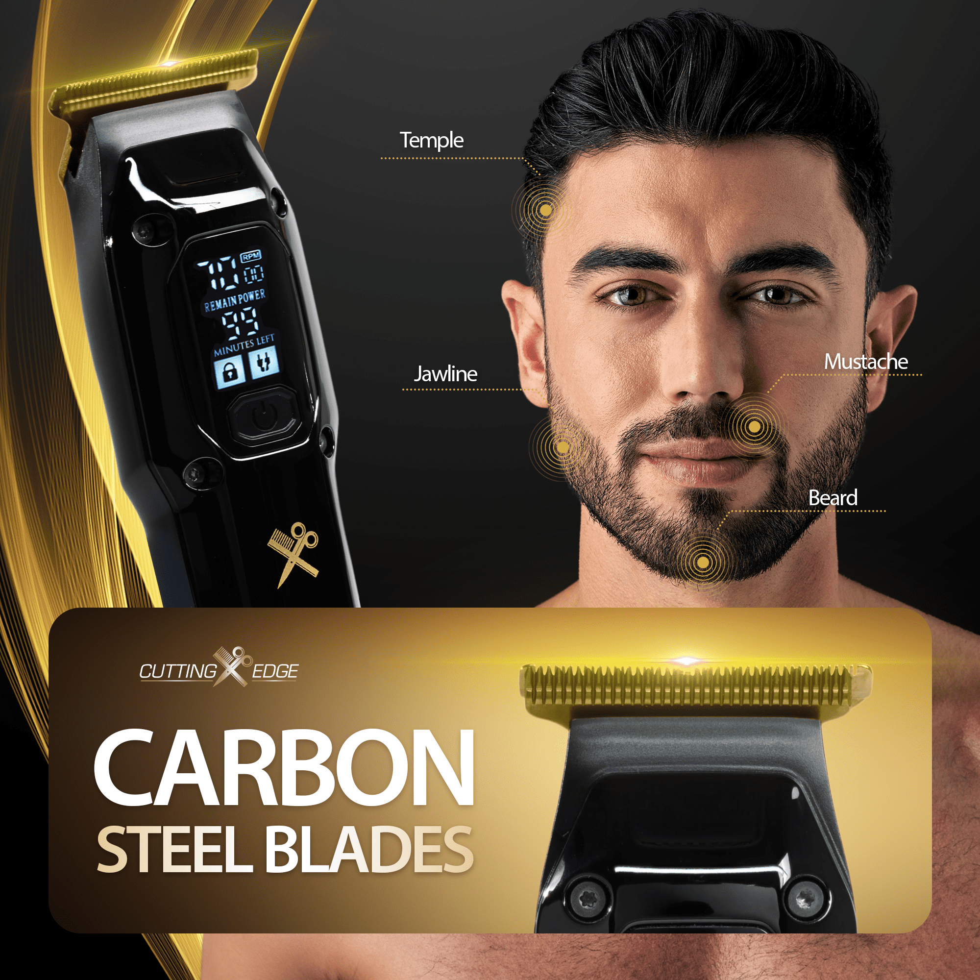 Cutting Edge Rechargeable LCD T-Blade Electric Shaver for Men, Hair & Beard Grooming Kit