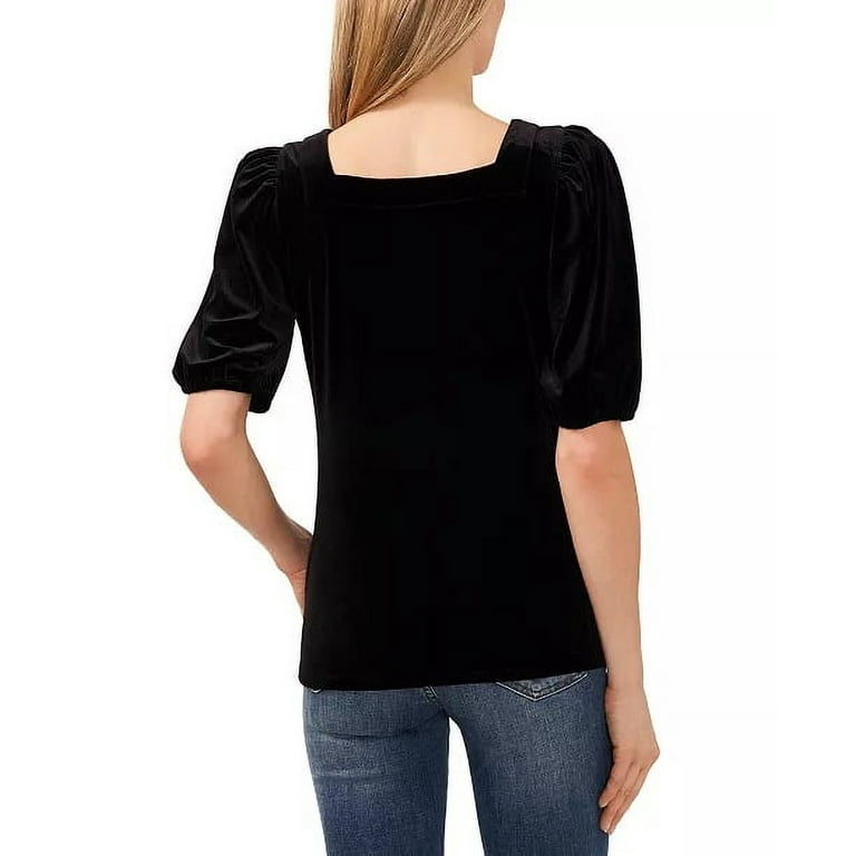 (取寄) シーシー レディース ラッフルド V ネック トップ CeCe women Ruffled V Neck Top Rich Black CeCe Women's Ruffled V Neck Top, Rich Black at Amazon