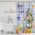 thumbnail image 3 of Easter Rabbits Shower Curtain, Waterproof Shower Curtains for Bathroom, Watercolor Eggs Flowers Butterflies Purple Plaid Washable Fabric Bathtub Curtain Set Bath Decor with 12 Hooks Stall 36"x72", 3 of 8