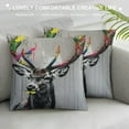 thumbnail image 3 of JEUXUS Animal Deer Watercolor Elk Modern Colorful Splash-Ink Art Pillow Case White, 3 of 5