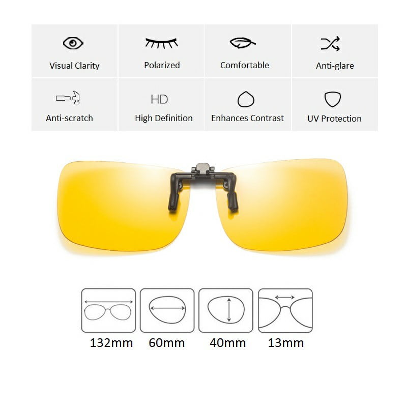 Driving//Fishing//Sport//Night Vision Eyewear Cyxus Men /& Women UV Protection 2 Pack Anti-glare Polarized Lenses Classic Clip-On Sunglasses