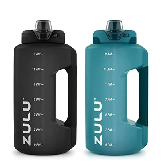 ZULU 2 HALF GALLON WATER BOTTLE Black and Aqua