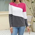 thumbnail image 7 of Womens Tops Color Block Tunic Tops Casual Long Sleeve Shirts Round Neck Pullover Blouses For Women, 7 of 7