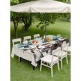 thumbnail image 5 of Teal Blue Floral Outdoor Tablecloth with Umbrella Hole, Vintage Rustic Botanical Beige Wooden Waterproof Outdoor Table Cover, Patio Tablecloths for Party Picnic Camping, Rectangle 60"x120", 5 of 9