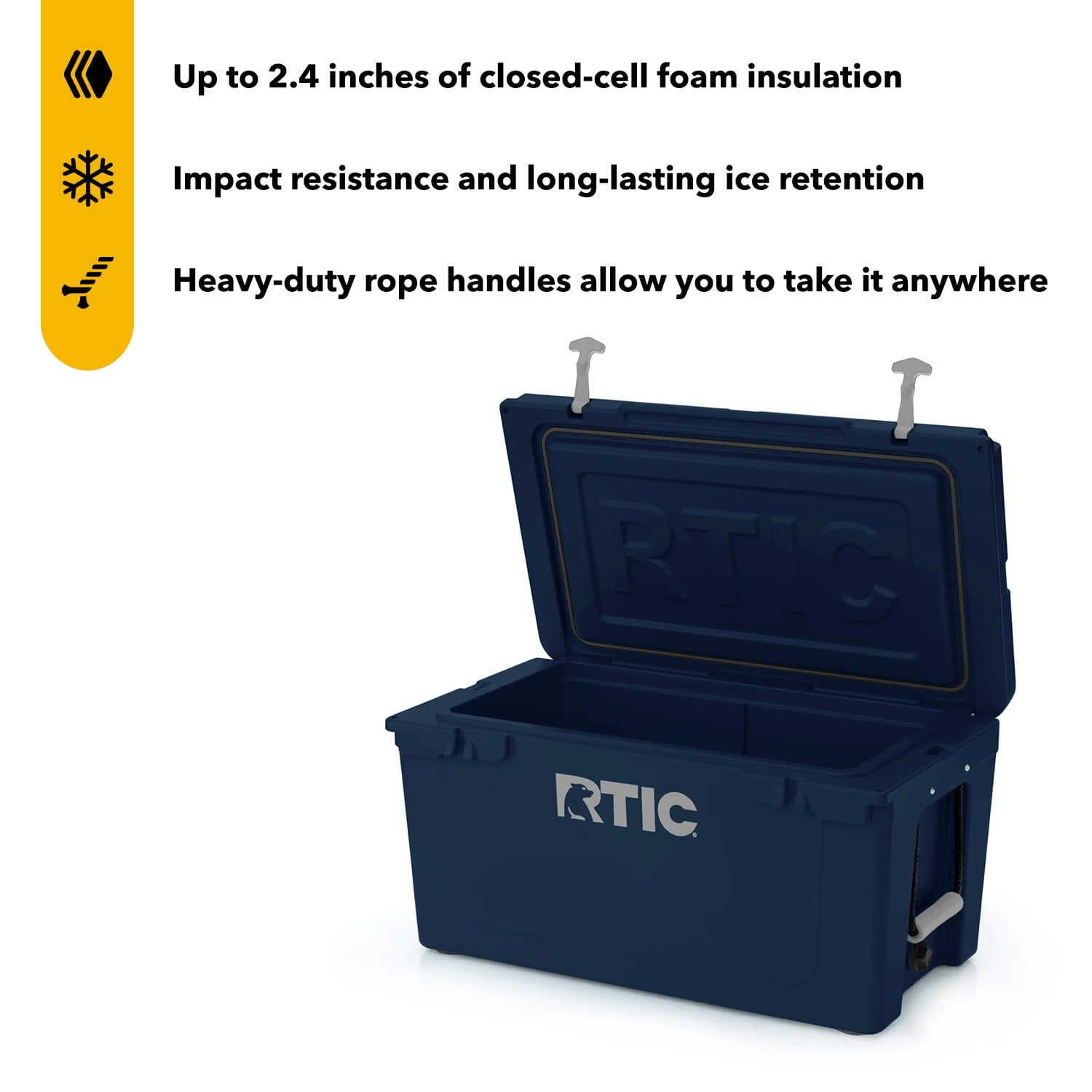 RTIC 65 QT Ultra-Tough Rotomolded Hard-Sided Ice Chest Cooler, Fits 84 Cans, Navy