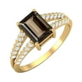 thumbnail image 2 of Mooneye 7X5mm Smoky Quartz 925 Sterling Silver Gold Vermeil Women Valentines Day Gift Ring, 2 of 5