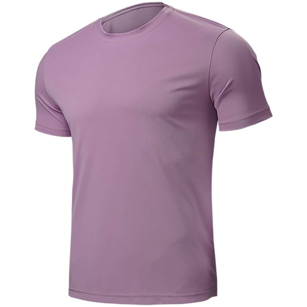 Camiseta Casual de Ajuste Suelto para Hombres, Cuello Redondo de Manga Corta de Color Sólido de Verano en Poliéster Transpirable para Golf Y Uso Diario