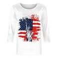 thumbnail image 5 of UVEASISHA 3/4 Sleeve for Women Patriotic T-Shirt Mid-Length American Flag Graphic Tee Fashion Crew Neck Holiday Tops Multicolor#1 XXXXXL, 5 of 5