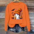 thumbnail image 2 of Halloween Sweatshirt for Women Sweatshirt Casual Long Sleeve Graphic Tee Crewneck Pullover Top for Women Hoodless Style Orange XXL, 2 of 4