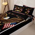 thumbnail image 3 of Manfei Bald Eagle Us Flag Zipper Twin Comforter Sets with Fitted Sheet and 2 Pillowcases,Red Stripes Zipper Bedding Set,Black,Black Reversible,4pcs, 3 of 8