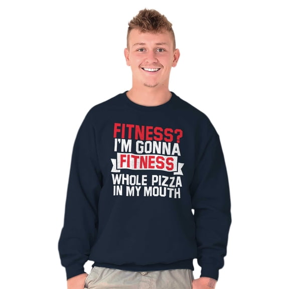 Fitness? Pizza! Gym Workout Exercise Unisex Plus Fleece Graphic Sweatshirt Brisco Brands 2X
