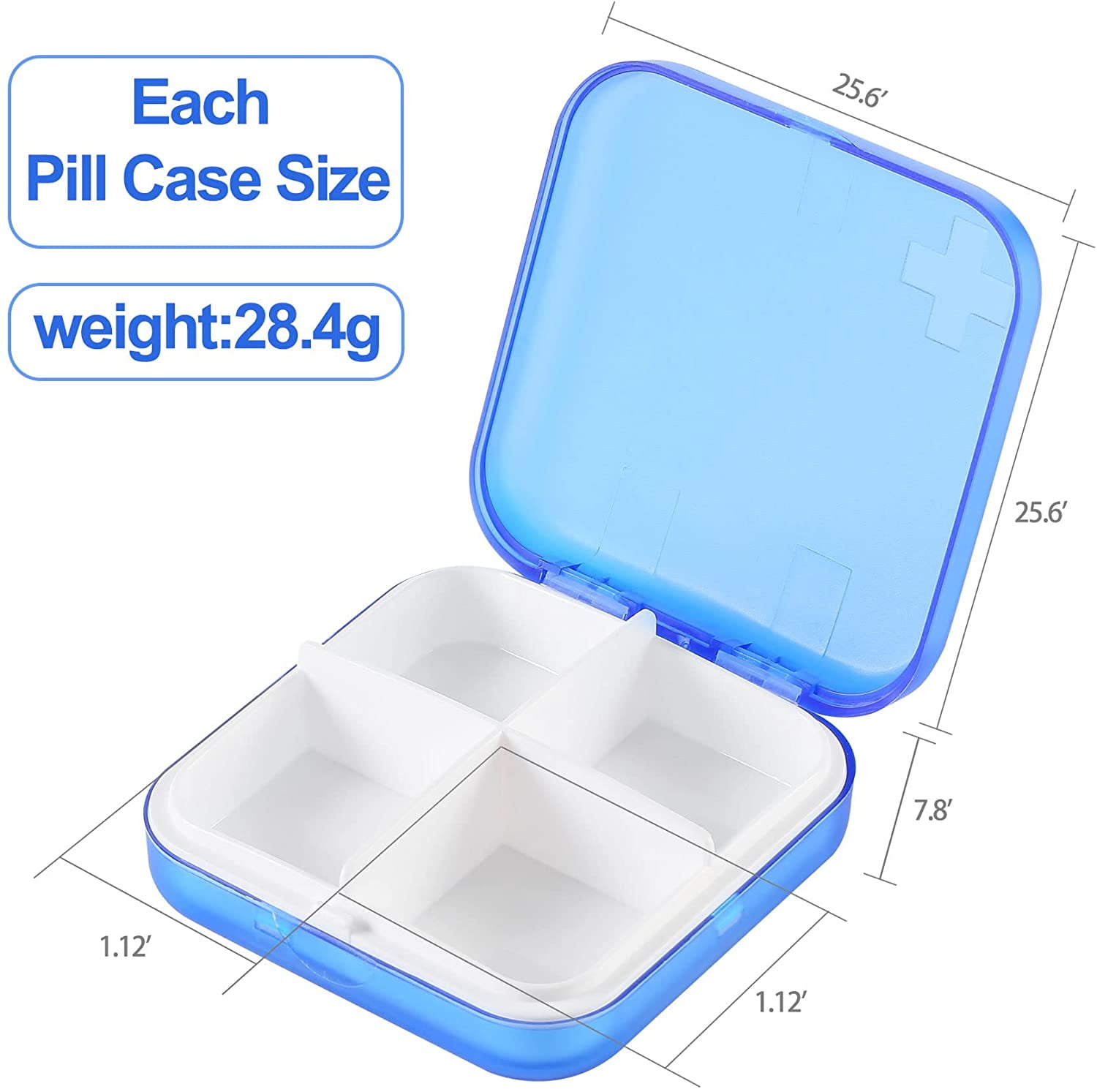 Homgreen Pocket Pill Case,Travel Pill Box,4 Compartments Portable