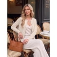 thumbnail image 7 of JWD Women's Long-Sleeved Crew Neck Scallop Edge Buttoned Cropped Cardigan Knitted Sweater, 7 of 7