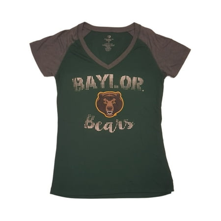Baylor Bears Colosseum WOMENS Green Burnout Ultra Soft SS V-Neck T-Shirt (M)