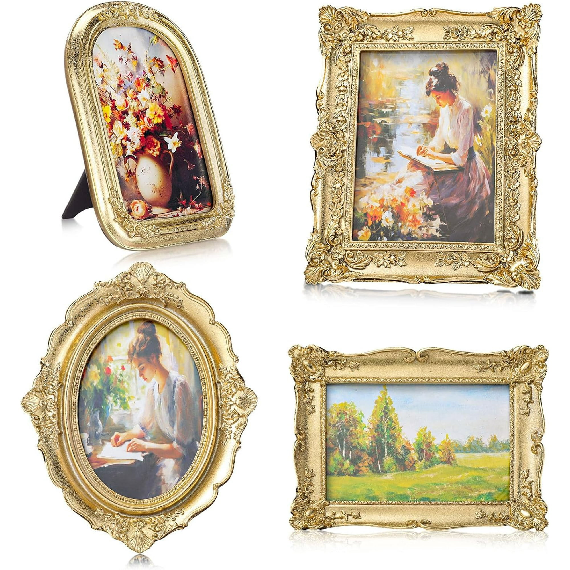 4 Pcs Gold Gothic Vintage Picture Frame Set Victorian Antique
