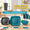 Coastal Multicolor, variant on 32-Piece Clear Square Plastic Wheat Straw Dinnerware Set For 8