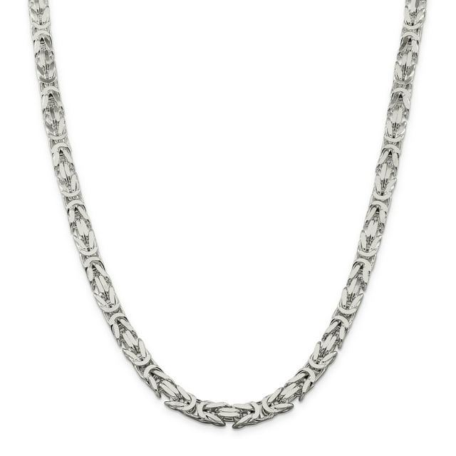 925 Sterling Silver 7.5mm Square Byzantine Chain 20 Inch