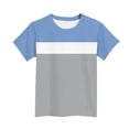 thumbnail image 5 of ITSAME Boys Short Sleeve Shirts Color Block Crewneck Tees Summer Loose Casual Tops Light Blue Size 10-11, 5 of 6