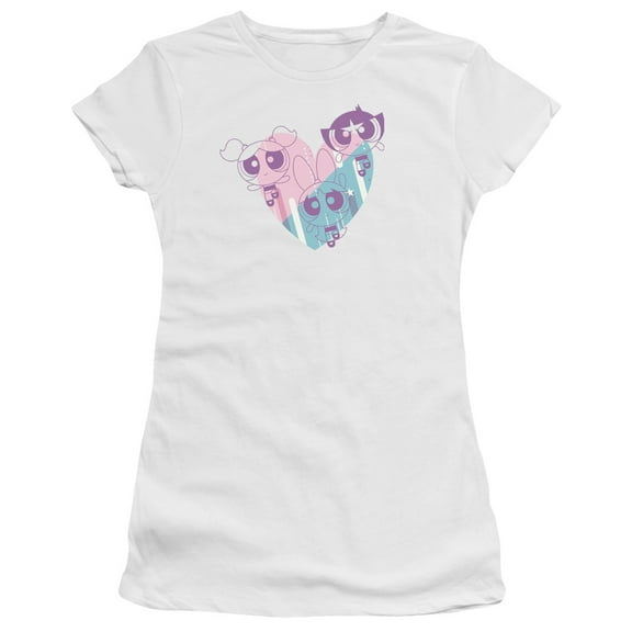 Powerpuff Girls Powerpuff Heart S/S Junior Women's T-Shirt Sheer White