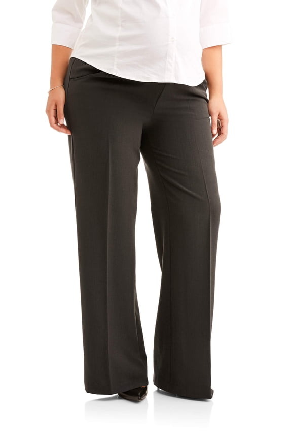 Maternity Women's Straight Leg Career Dress Work Formal Pant with Pockets and Full Panel (Women's & Women's Plus)