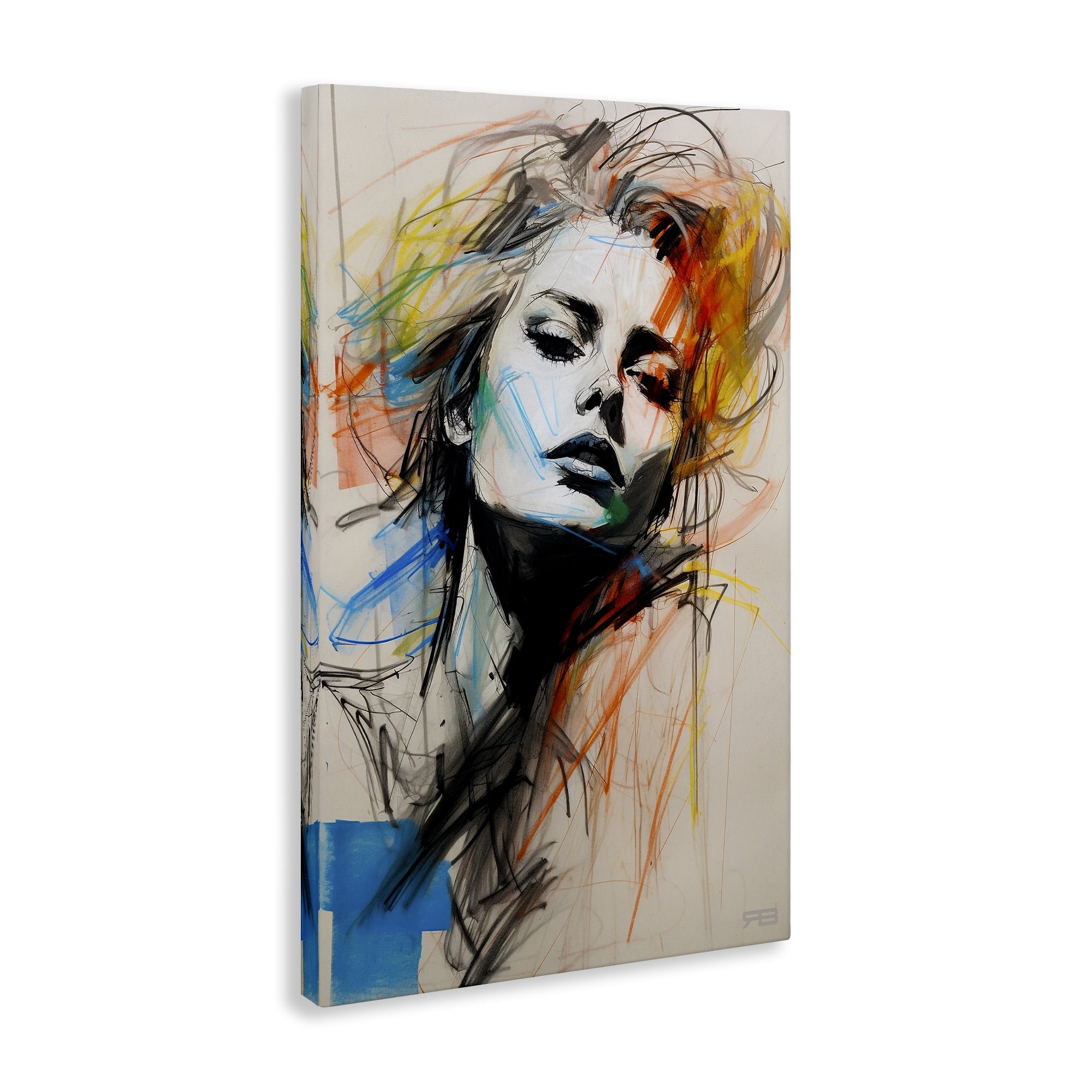 Stupell Industries Chaotic Sketch Portrait Novelty Painting Gallery Wrapped Canvas Art Print Wall Art, 16 x 24
